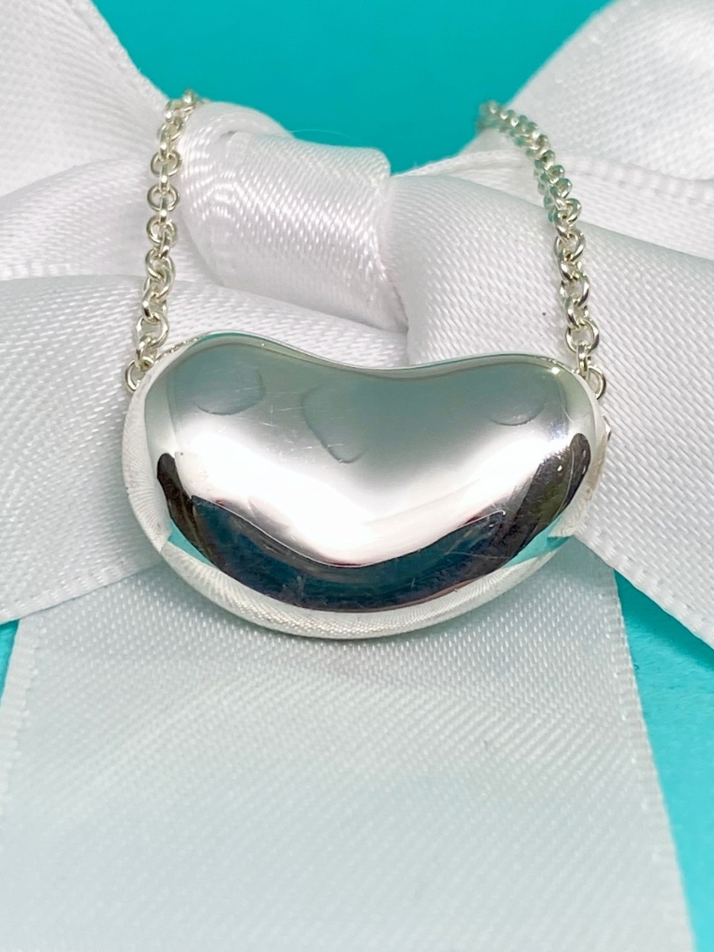 Tiffany & Co Elsa Peretti Bean necklace 925 silver large 22mm 16”